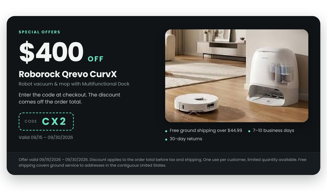Roborock Qrevo CurvX Robot Vacuum and Mop with Dock (Code: CX2)